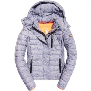 FUJI SLIM Double Zip Hood Damenjacke Superdry – S – Mid Grey Slub