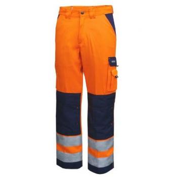 Dassy® Buffalo Warnschutzhose, Dunkelblau/Neonorange, Schrittlänge Plus, Größe 54