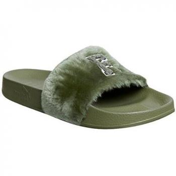 Puma Fenty FU Fur Women's Slide Slippers Olive Size UK 4