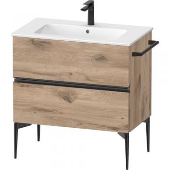 Duravit Sivida Bodenschrank „Eiche Marmoriert“ – 810 × 477 × 591 mm, zwei Schubkästen, Griffleiste