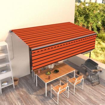 VidaXL Auvent Jardin Balcon Terrasse 5x3m – Store Manuel, Protection UV, Orange/Marron