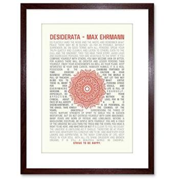 Typography Framed Quote: Desiderata – 9x7