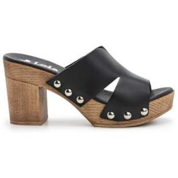 Sandalha de Pala Alta Lois Jeans em Piel Negra