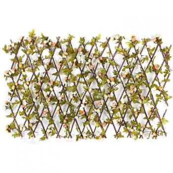Solid Wood Garden Fence with Leaves