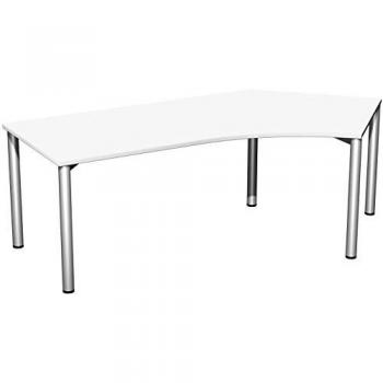 Geramöbel Flex Schreibtisch, 5-Fuß-Gestell, L-Form, weiß/silber, 216,6 x 113,0 cm