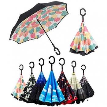 BP@ C-Shaped Handle Folding Umbrella with Riverso Opening