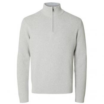 Hellgrau Melange Stehkragen Strickpullover Modell 'THEO' Größe M