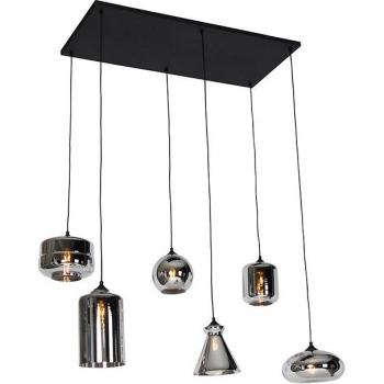 Qazqa Art Deco Pendelleuchte, 6-flammig, E27, Grau, ohne Leuchtmittel