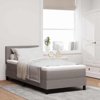 Letto Box Spring 80x200 cm Colore Grigio‑Bruno con Materasso Tessile