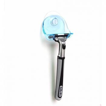 Super Suction Cup Wall-Mounted Shaver Shelf Plastic Clear Blue 1PC Razor Holder