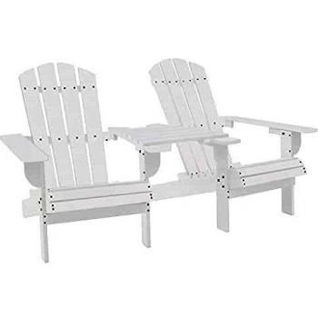 Chaises de terrasse Adirondack en bois de sapin avec table blanche