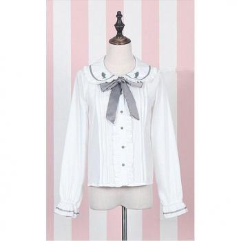 Vestido de Estilo Lolita con Falda Gris y Cintura Elástica para Niñas VO932
