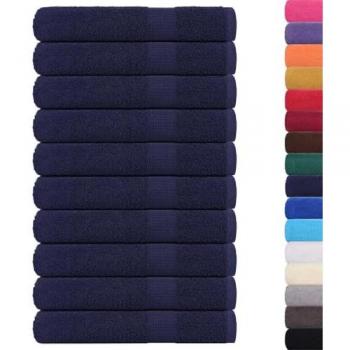 Set de serviettes 10 pcs bleu marine 100x200 cm 360 g/m² 100% coton