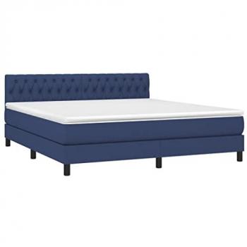 Letto matrimoniale Giroletto a Molle con Materasso Blu 180x200 cm in Tessuto