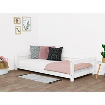 Lit Montessori enfant bois massif blanc 90 x 180 cm