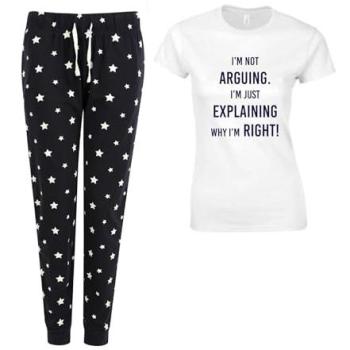 60 Second Makeover Women’s “I’m Not Argue‑ing, I’m Just Clarifying” Navy Star Nightwear – Size Large