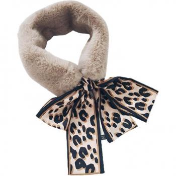 Foulard Hiver en Peluche avec Ruban Léopard
