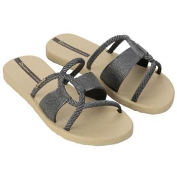 Ipanema Two-Tone Comfort Slides – Beige and Metallic Black, UK 7