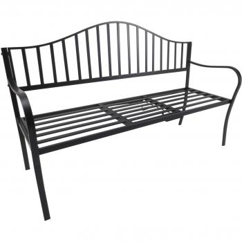 Panchina da Esterno 2 Posti con Tavolino Metallo 150 x 53 x 95 cm Nero
