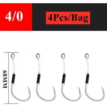 JIGGING PRO Hook 4 #4/0 – Anzuelos Plantilla Lenta, 5 unid