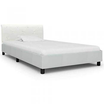 90x200cm White Faux Leather Bed Frame