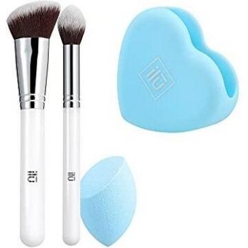 Ensemble de pinceaux à maquillage de 5 pièces avec 1 éponge et 1 nettoyant pour pinceaux par ILU Out Of The Blue