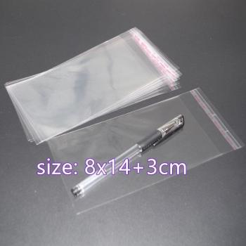 500pcs OPP Self-Adhesive Plastic Bags 8x14+3cm