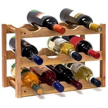 Weinregal mit 3 Ebenen für 12 Flaschen, 28 x 42,5 x 21 cm, natürlich
