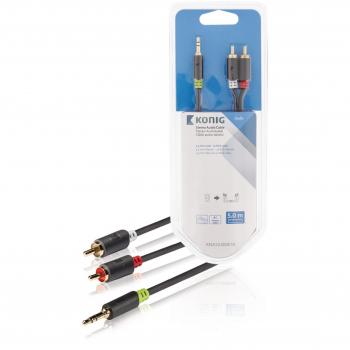 König KNA22200E50 5 m Stereo‑Audio­kabel mit 3,5 mm-Steckern – Grau