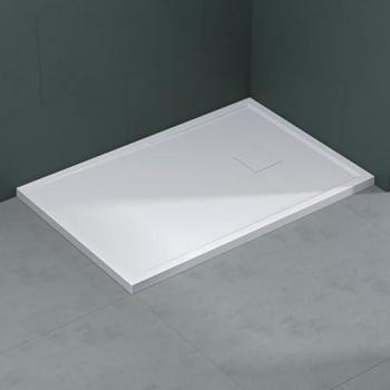 Receveur de Salle de Bain Mai & Mai 80x120 Blanc Résine Marbre Artificiel avec Bonde