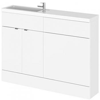 Hudson Reed Fusion Gloss White 1200mm Slimline Vanity and Toilet Combo Unit with Left Hand Basin