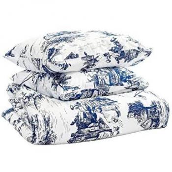 Marsala Pure Cotton Single Duvet Cover Blue Toile Pattern
