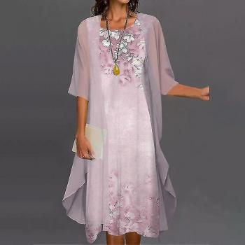 Tenue Bohème Femmes : Robe & Cardigan Rose, Printemps Florale, 2XL
