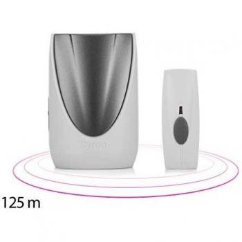 Byron 125‑Meter Wireless Doorbell, White/Grey Edition