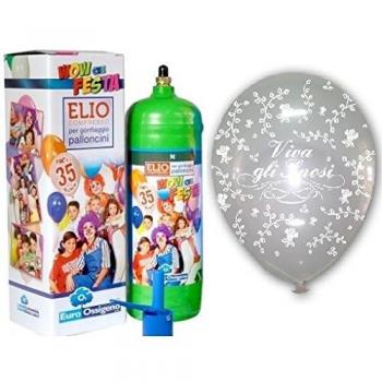 Bombola Elio 0,25 m3 con 35 Palloncini Lattice Viva Gli Sposi
