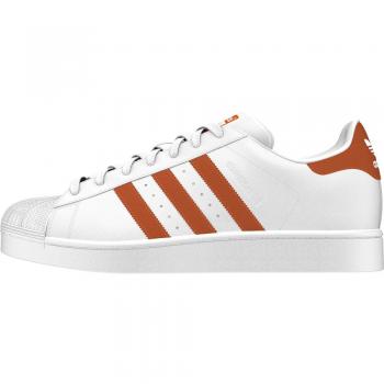Adidas Herren Gymnastikschuh Superstar – Weiß/Orange (FTWR White), Größe 41 ⅓ EU