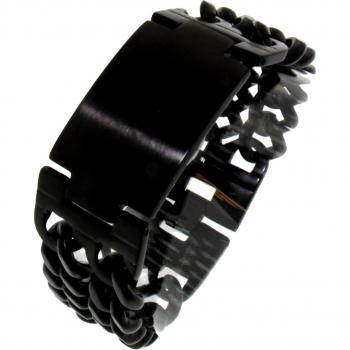 Armband FIRETTI „ID‑Plate Panzerkette“ – schwarzes Edelstahlgeschenk