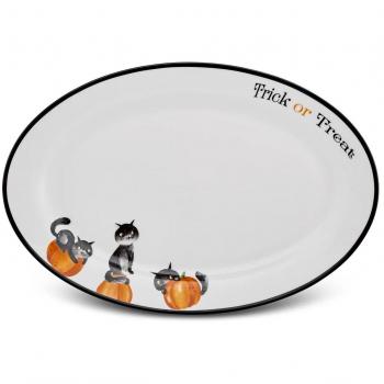 Karaca Halloween Kürbis Katze Porzellan Service Teller, 30cm