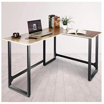 Viewee Table d'Ordinateur de Jeu Bureau d'angle 128x100x74 cm Marron