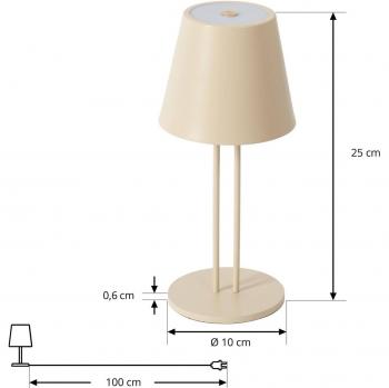 Lámpara de mesa Janea TWIN recargable, beige, metal