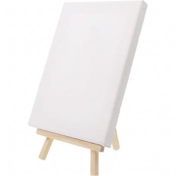 Natuurlijke Houten Schildersezel met Mini Canvas 7x12cm voor Kunst en Decoratie