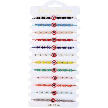 Women’s 12pcs Crystal Beads Evil Eye Bracelet Set