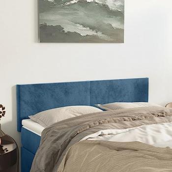 Día y Noche Cabeceros 2 unidades terciopelo azul oscuro 72x5x78/88 cm