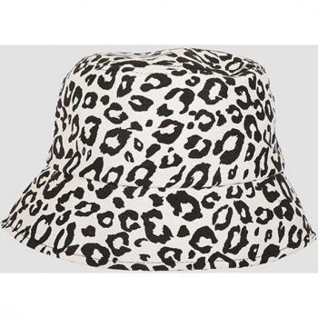 Women's Panama Style Bucket Hat with Zebra Leopard Print