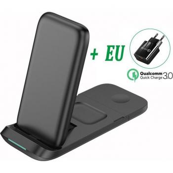 Cargador Inductivo 30W 3‑en‑1: iPhone, AirPods y Apple Watch