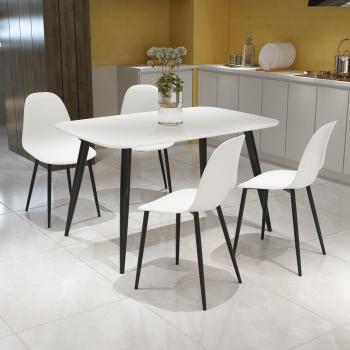 Aspen White Dining Table and 4 Metal Leg Curve Chairs