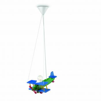 Philips MyKidsRoom Yumbo Multi-Coloured Children's Ceiling Light with Wooden Aeroplane Pendant for Boys