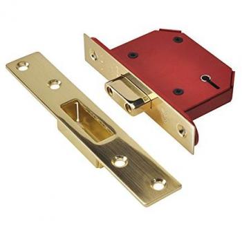Union StrongBOLT 2105S Polished Brass 5 Lever Mortice Deadlock Visi 68mm 2.5in U