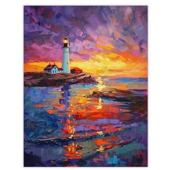 Artery8 Seaside Twilight Lighthouse Poster – 24 Wide by 32 High