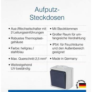 AS Schwabe 62450 Aufputz-Schalter IP54 Grau